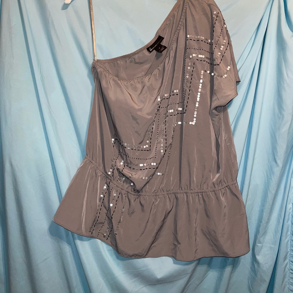 Lane  Bryant one sleeve off shoulder sequin top size 16